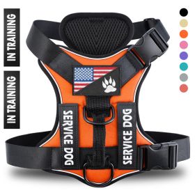 Reflective Breathable Solid Color Polyester Dog Strap (Option: Orange-L)